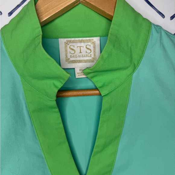 Sail to Sable Classic Colorblock Sleeveless Shift Dress green and blue Xs - Picture 3 of 5